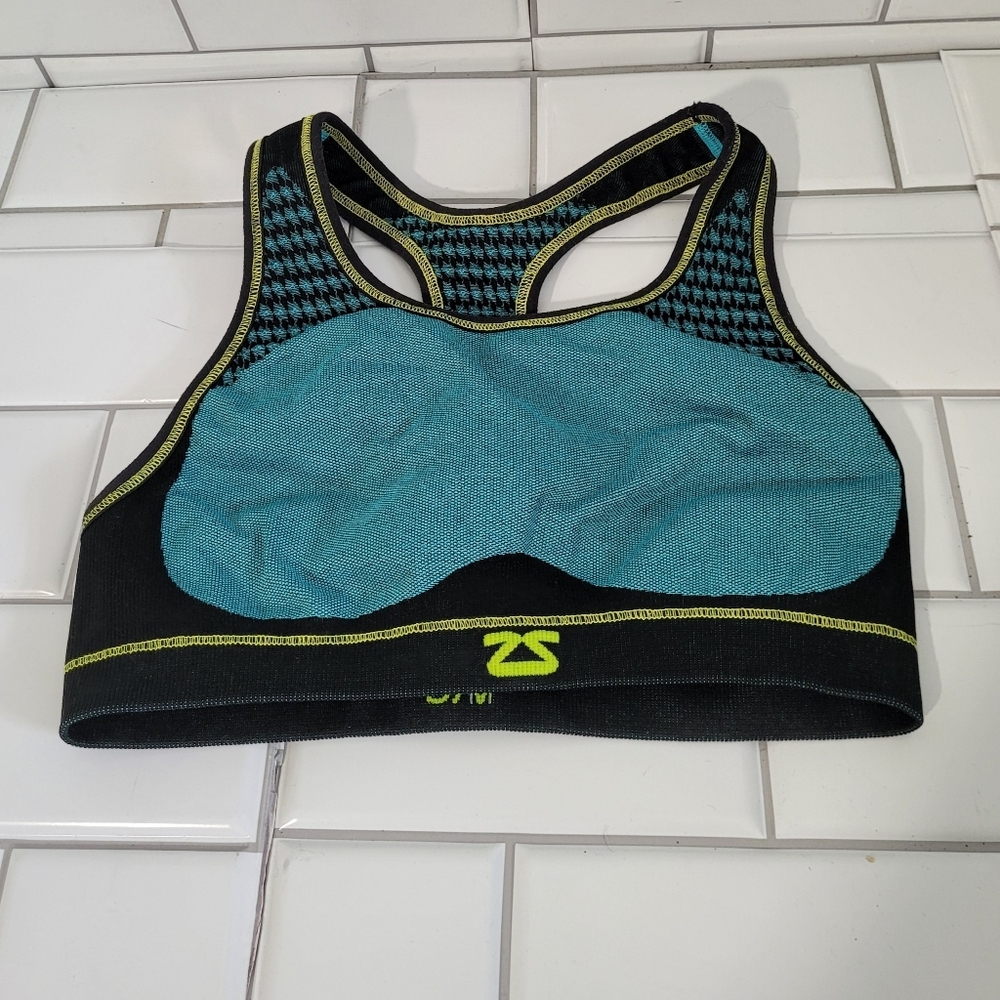 Zensah Ladies Athletic Sports Bra Seamless High Scoop Neck Racerback Size Sc